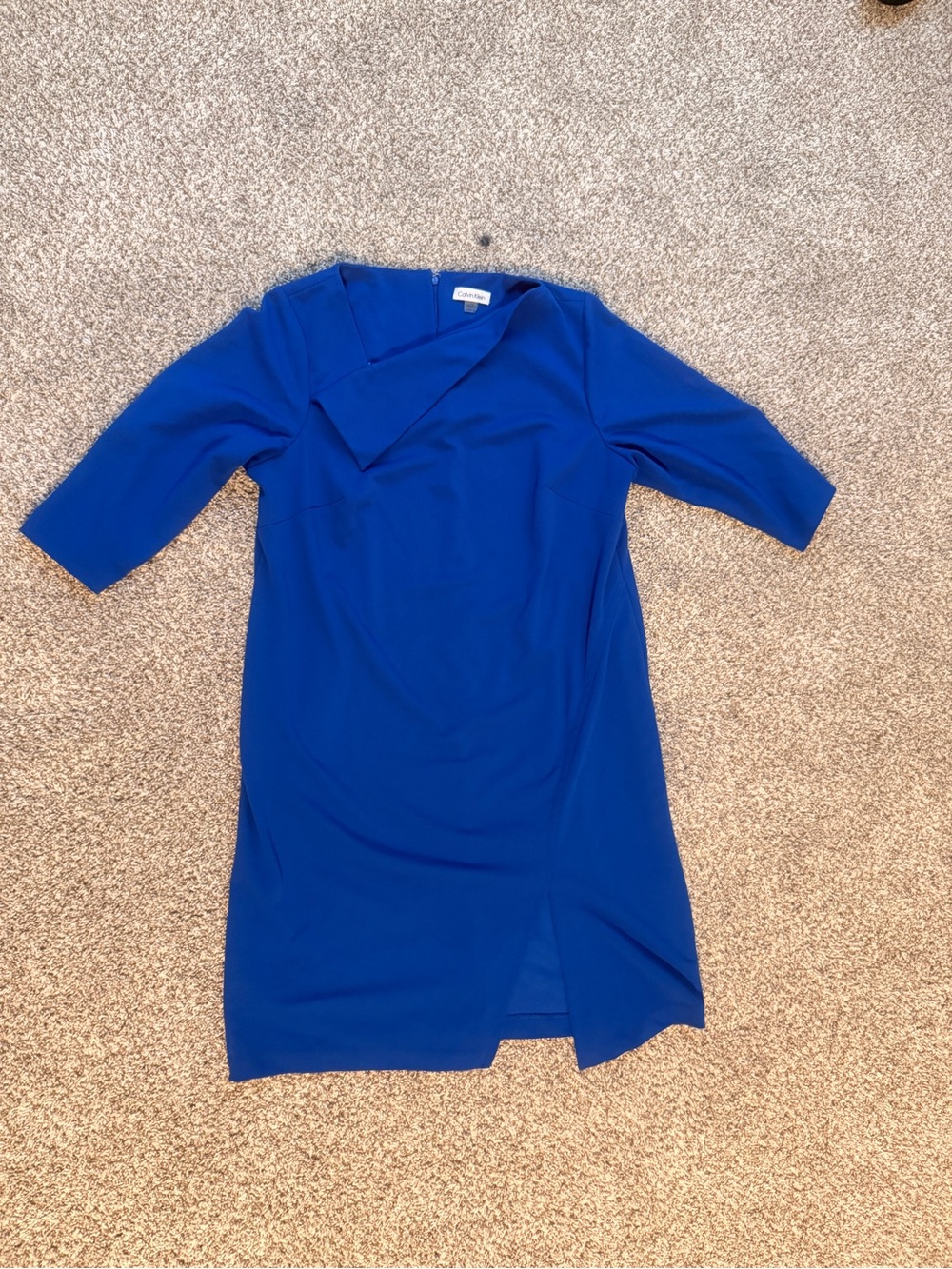 Calvin Klein Royal Blue Asymmetric Sheath Midi Dress